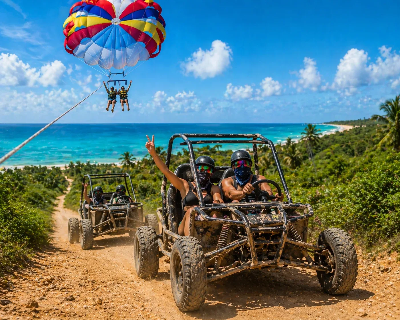 Punta Cana Buggy & Parasailing Tour with Cenote